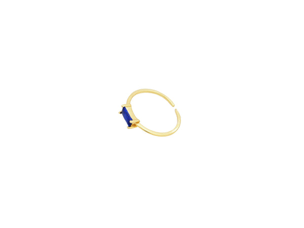 18K Gold Vermeil Blue CZ Rectangle Ring - Brink and Forbes