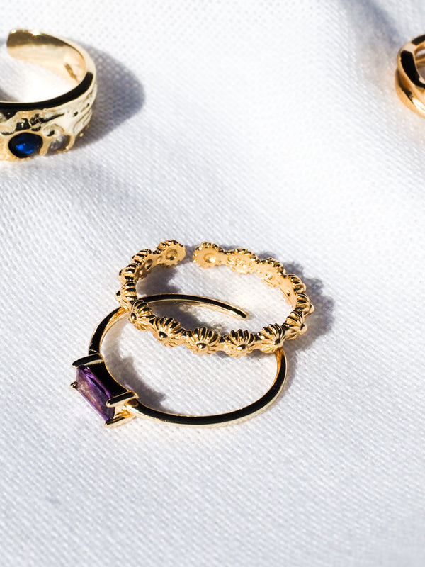 18K Gold Vermeil Purple CZ Rectangle Ring - Brink and Forbes