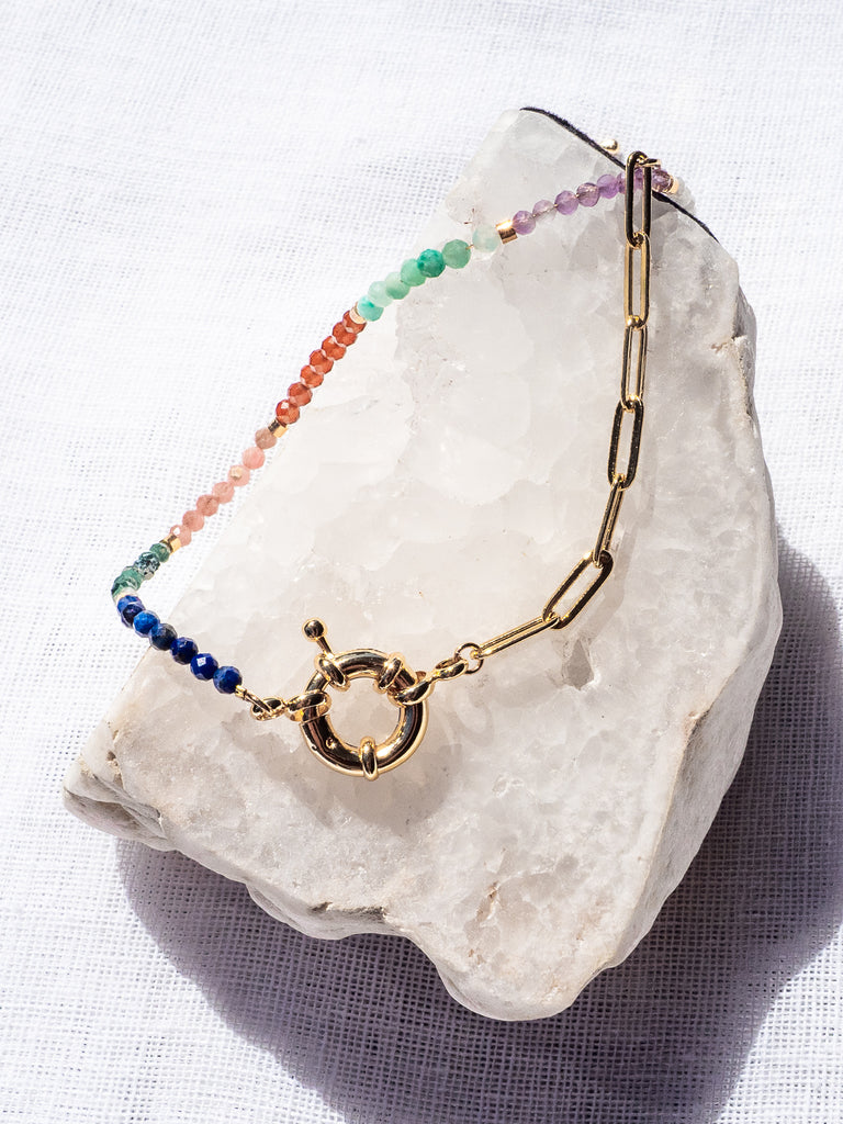 Multi-Coloured Gemstone Necklace with Nautical Clasp - Brink and Forbes
