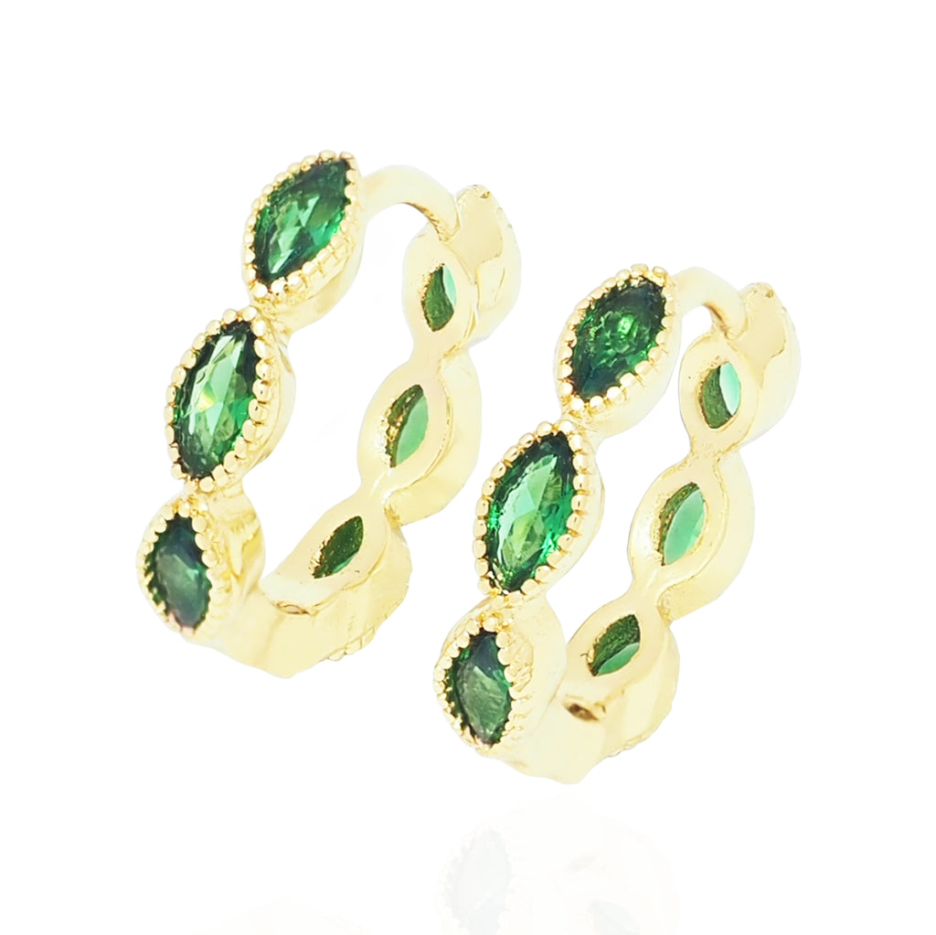 18k Gold Vermeil Green CZ Huggies - Brink and Forbes