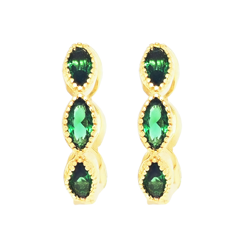 18k Gold Vermeil Green CZ Huggies - Brink and Forbes