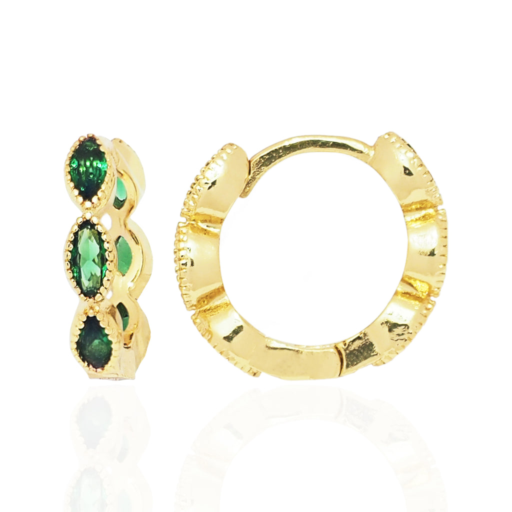 18k Gold Vermeil Green CZ Huggies - Brink and Forbes