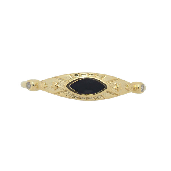 18K Vermeil Celestial Black Enamel Signet Ring - Brink and Forbes