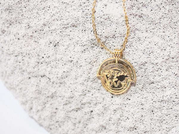 18K Gold Filled World Map Pendant - Brink and Forbes