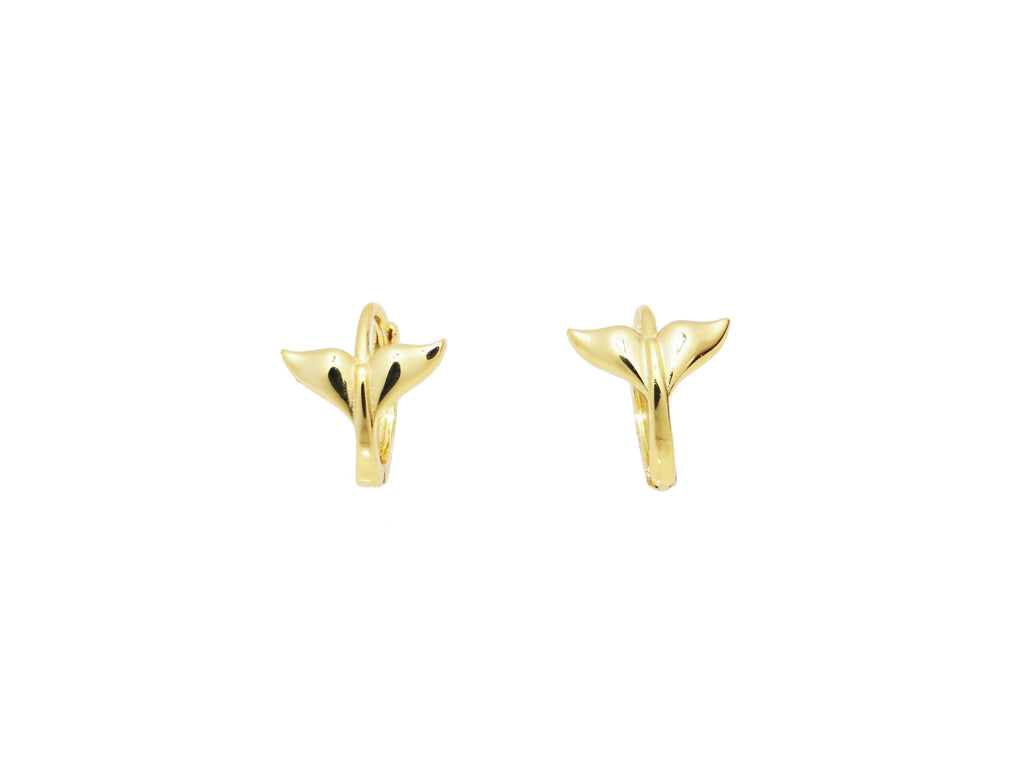 18k Gold Vermeil Huggie with tiny Whale Tail - Brink and Forbes