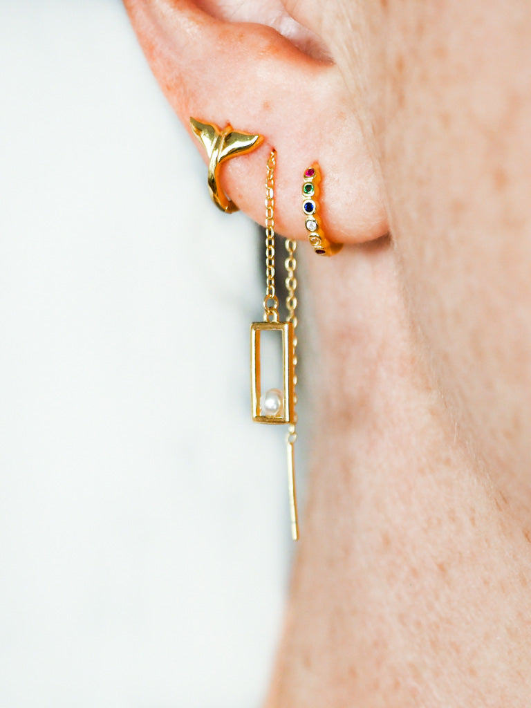 18k Gold Vermeil Huggie with tiny Whale Tail - Brink and Forbes