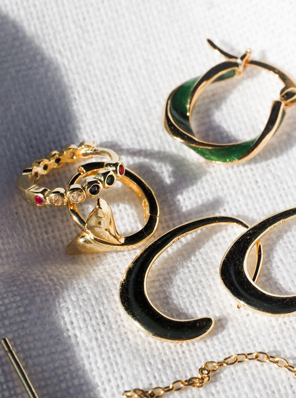 18k Gold Vermeil Huggie with tiny Whale Tail - Brink and Forbes