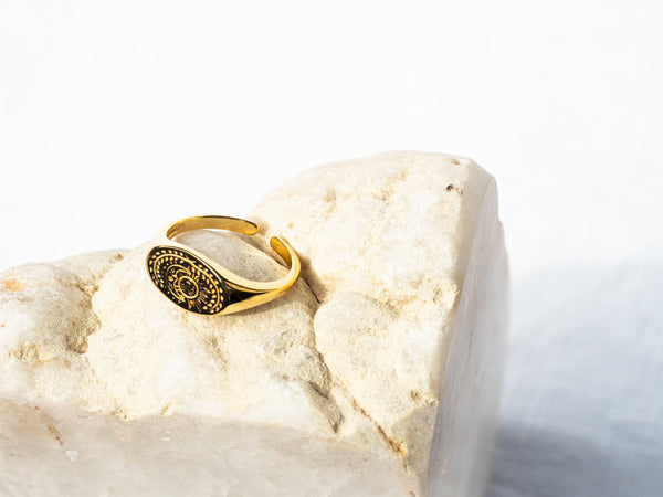 18K Vermeil Moon Sun Signet Ring - Brink and Forbes