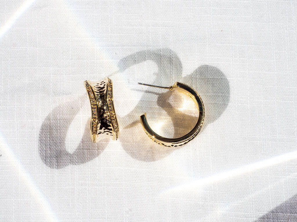 18k Gold Plated Textured Hoop Earrings - Brink and Forbes