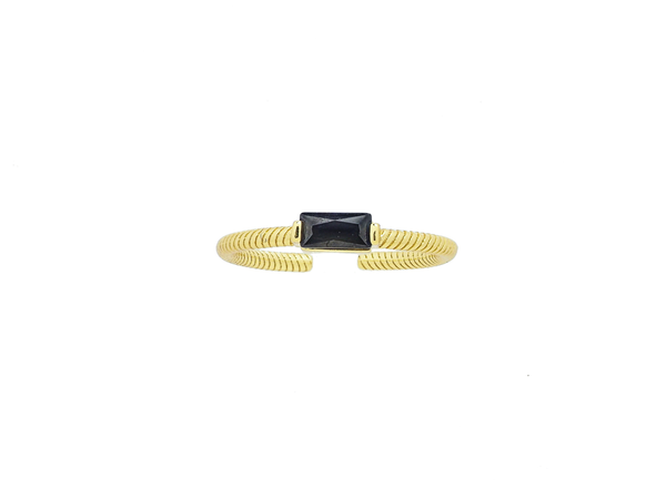 18K Gold Vermeil Black CZ Rectangle Ring - Brink and Forbes
