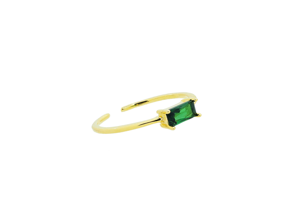 18K Gold Vermeil Green CZ Rectangle Ring - Brink and Forbes