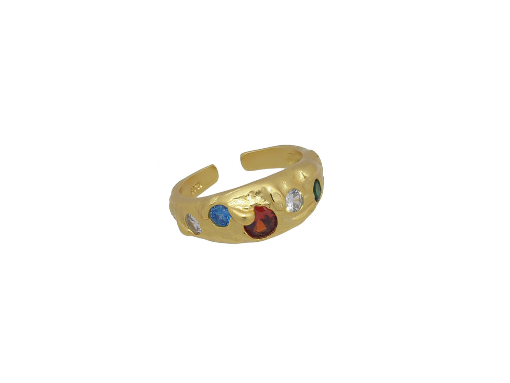 18k Gold Vermeil Mutli-coloured CZ Stone Ring - Brink and Forbes
