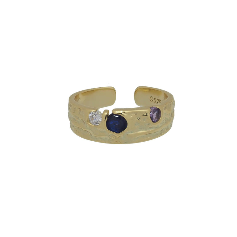 18k Gold Vermeil Blue-toned CZ Stone Ring - Brink and Forbes