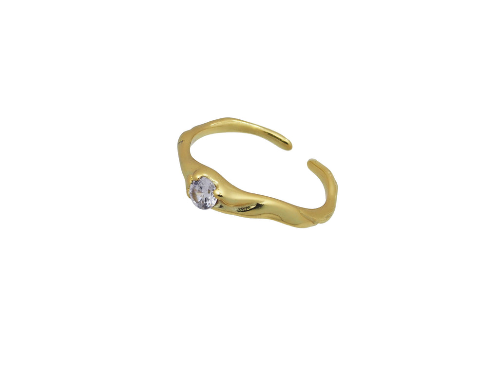 18k Gold Vermeil Singular CZ Stone Ring - Brink and Forbes
