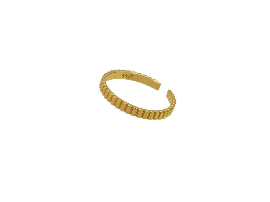 18k Gold Vermeil Striped Band Ring - Brink and Forbes