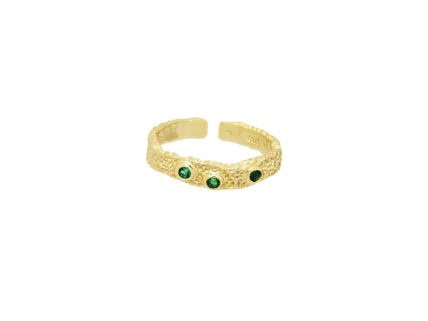 18k Gold Vermeil Textured Green CZ Ring - Brink and Forbes