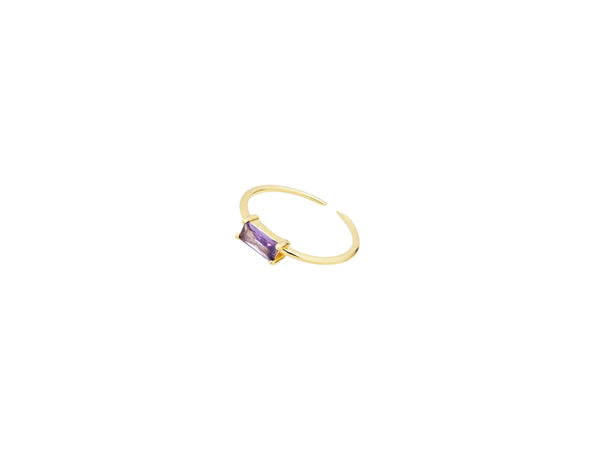 18K Gold Vermeil Purple CZ Rectangle Ring - Brink and Forbes
