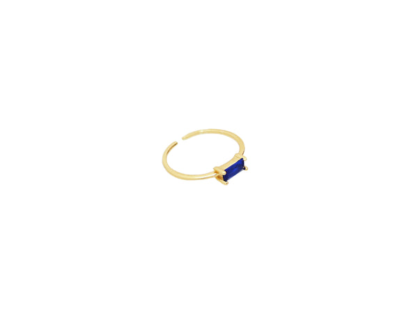 18K Gold Vermeil Blue CZ Rectangle Ring - Brink and Forbes