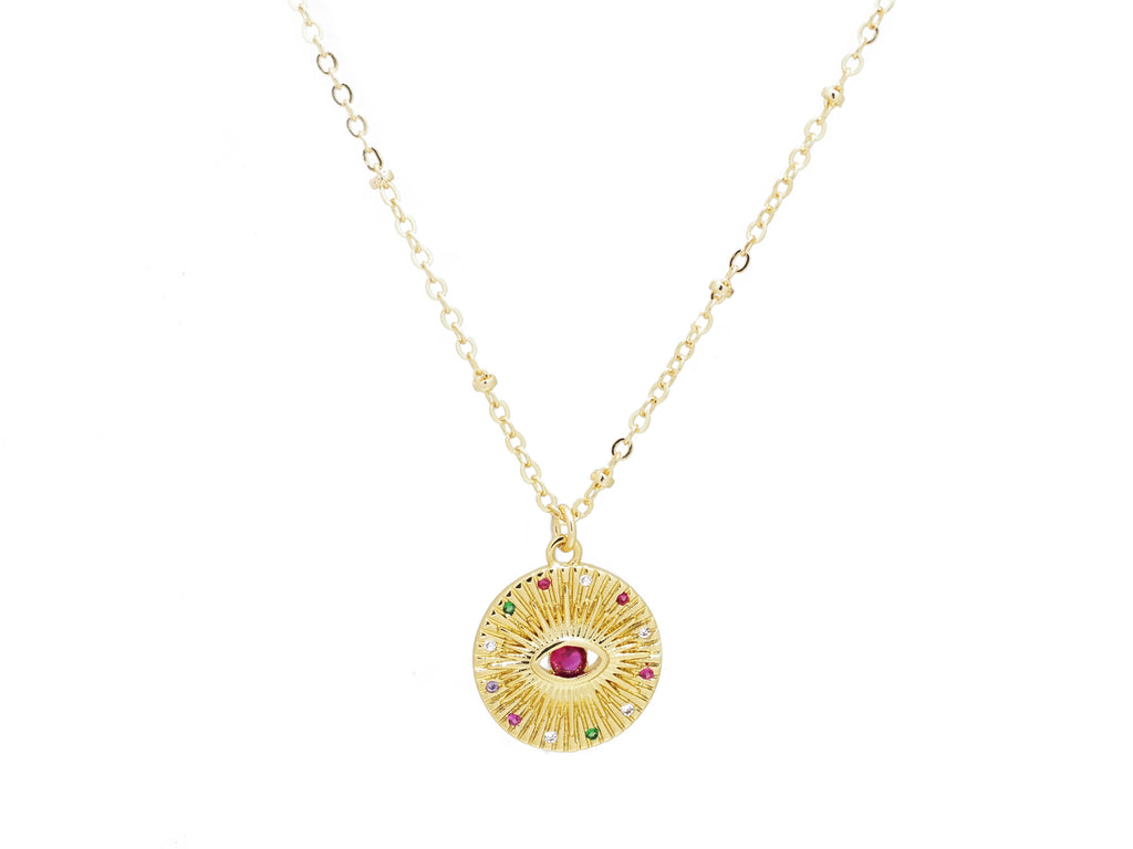 18k Gold Filled Circle Pendant with Evil Eye - Brink and Forbes