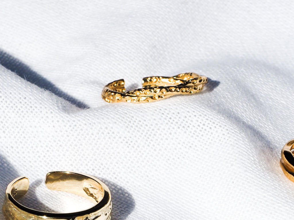 18k Gold Vermeil Textured Twist Ring - Brink and Forbes