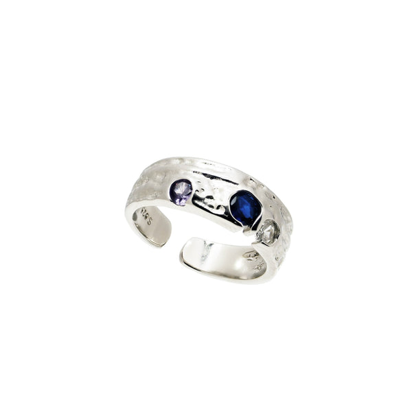 Blue CZ Hammered Ring - Brink and Forbes