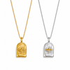 Astra Bird pendant necklace in gold and silver with sunburst detail, waterproof stainless steel jewellery
