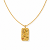 Gold PVD textured eye pendant necklace with coloured stone details on a fine chain.