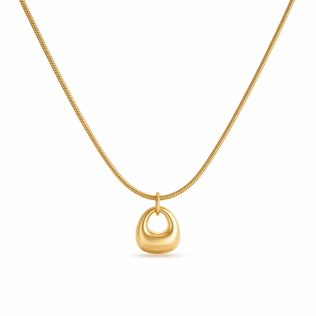 Solace pendant necklace in gold PVD plated stainless steel on snake chain