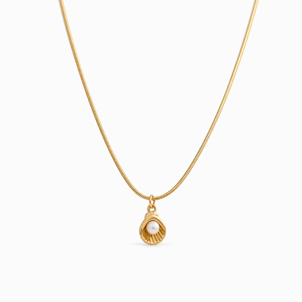 pearl shell pendant necklace stainless steel waterproof everyday jewellery gold pvd option