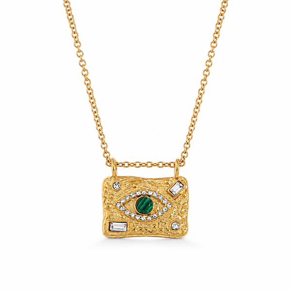 Malachite pendant necklace on fine chain with green natural stone detail