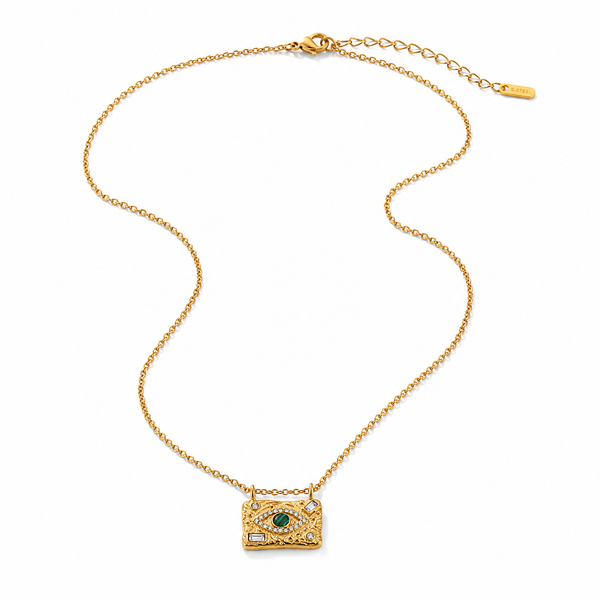 Malachite pendant necklace on fine chain with green natural stone detail
