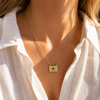 Malachite pendant necklace on fine chain with green natural stone detail