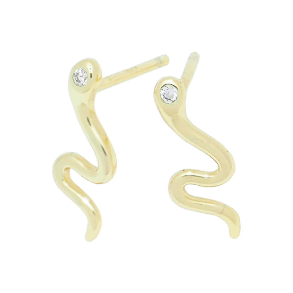 18k Gold Vermeil Delicate Snake Stud Earrings - Brink and Forbes