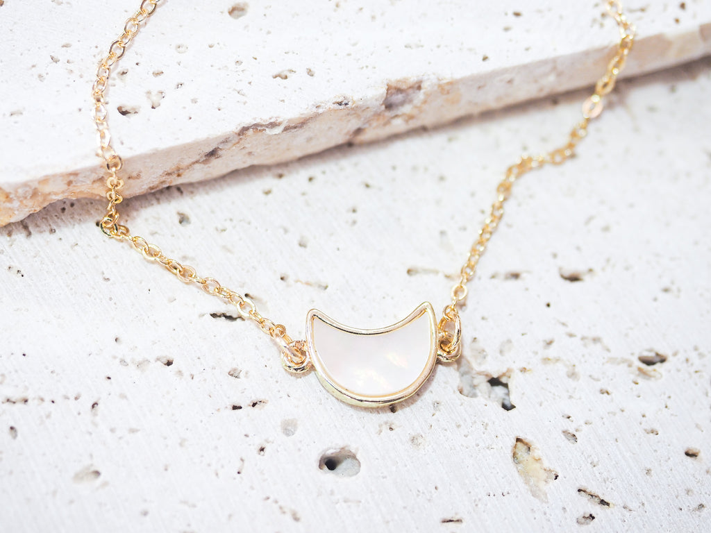 18K Gold Filled Mother of Pearl Moon Pendant - Brink and Forbes