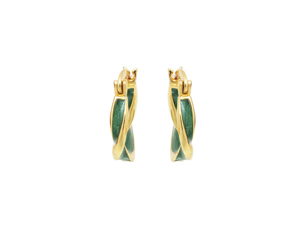 18k Gold Vermeil Green Twisted Huggie - Brink and Forbes