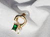 18k Gold Vermeil Green CZ Pearl Circle Dangles - Brink and Forbes