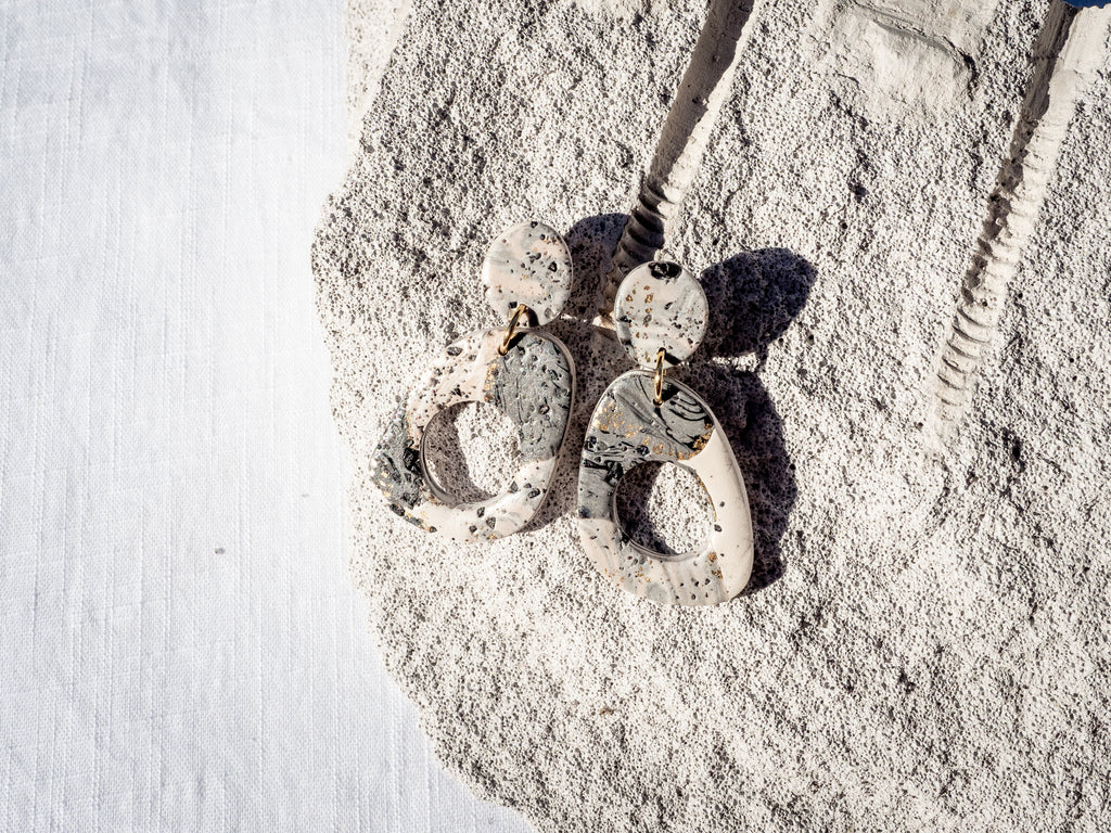 The Grey and Peach Textured Dangles - Brink and Forbes