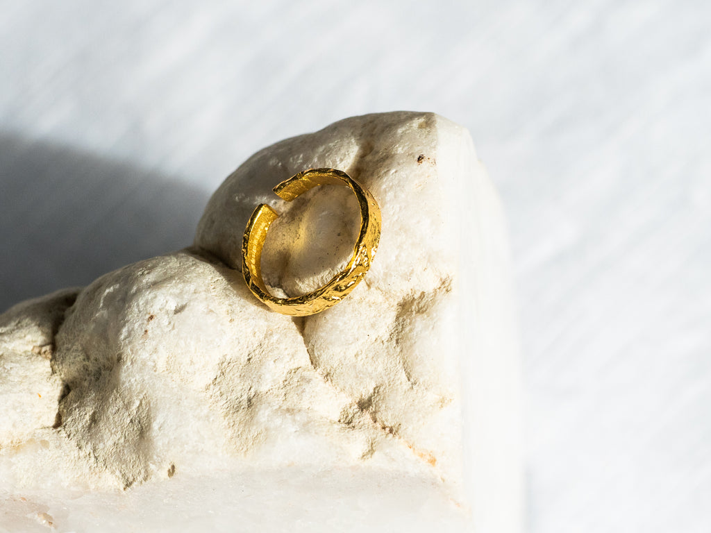 18K Vermeil Minimalist Hammered Band Ring - Brink and Forbes