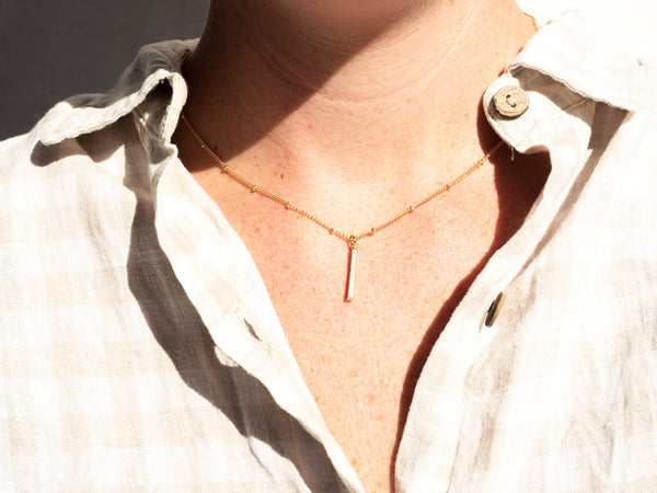 18k Delicate Bar Pendant Necklace - Brink and Forbes