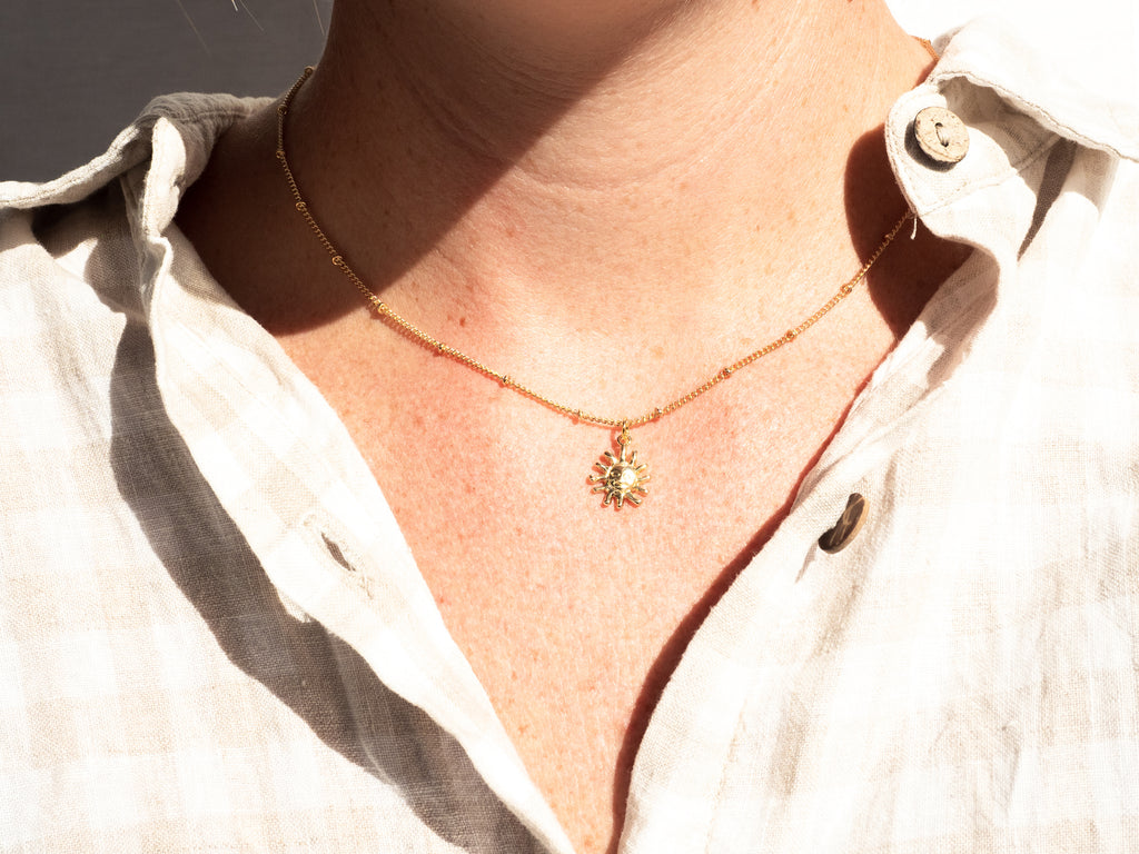 18k Small Sun Pendant Necklace - Brink and Forbes