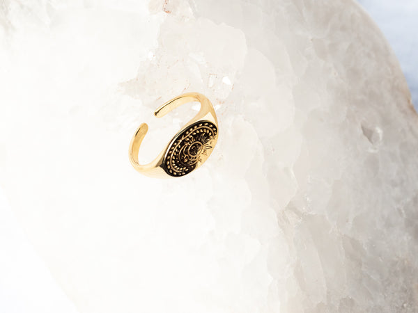 18K Vermeil Moon Sun Signet Ring - Brink and Forbes