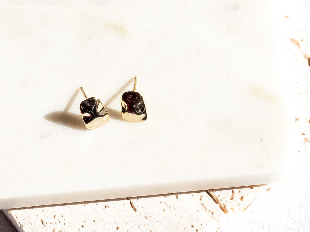 18k Gold Plated Delicate Hammered Stud Earrings - Brink and Forbes