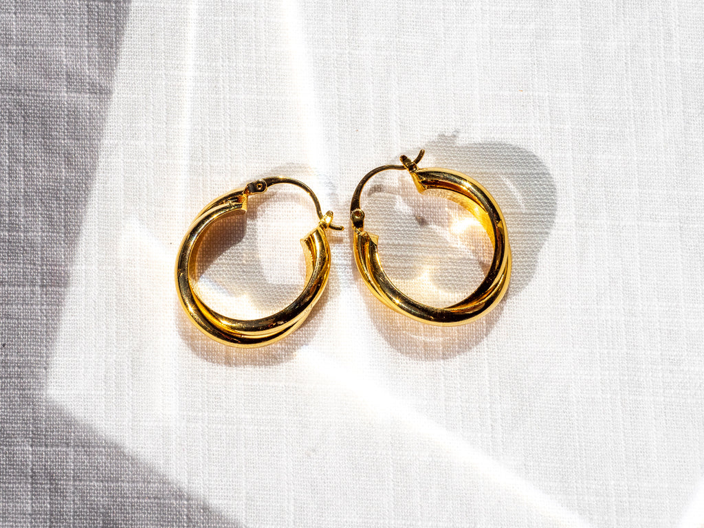 18k Gold Plated Twisted Hoops - Brink and Forbes