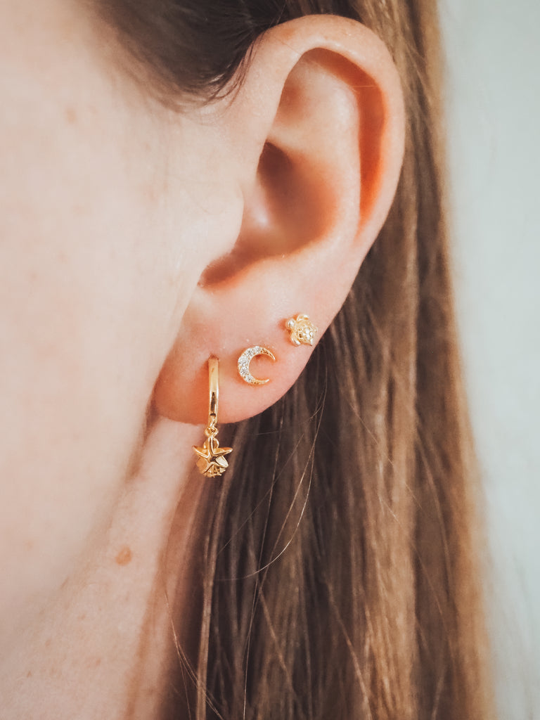 18k Gold Vermeil Crescent Moon Stud Earrings - Brink and Forbes