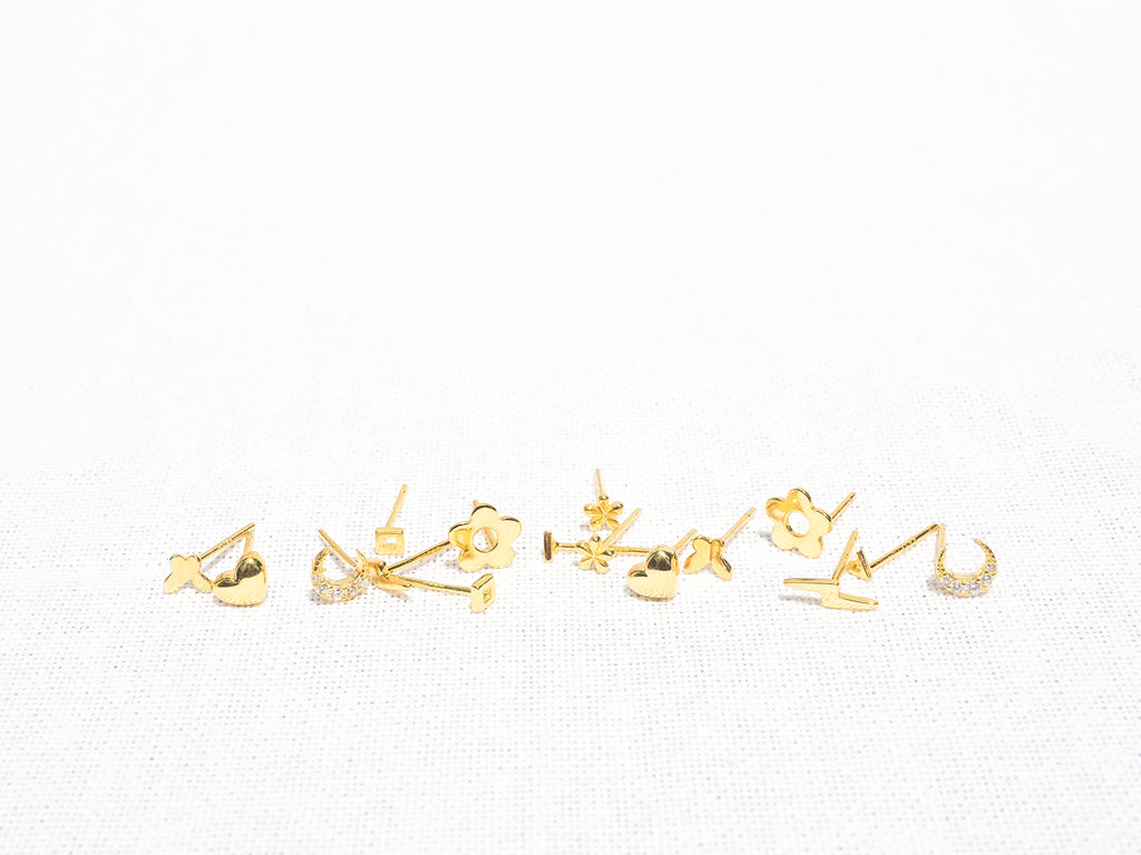 18k Gold Vermeil Crescent Moon Stud Earrings - Brink and Forbes
