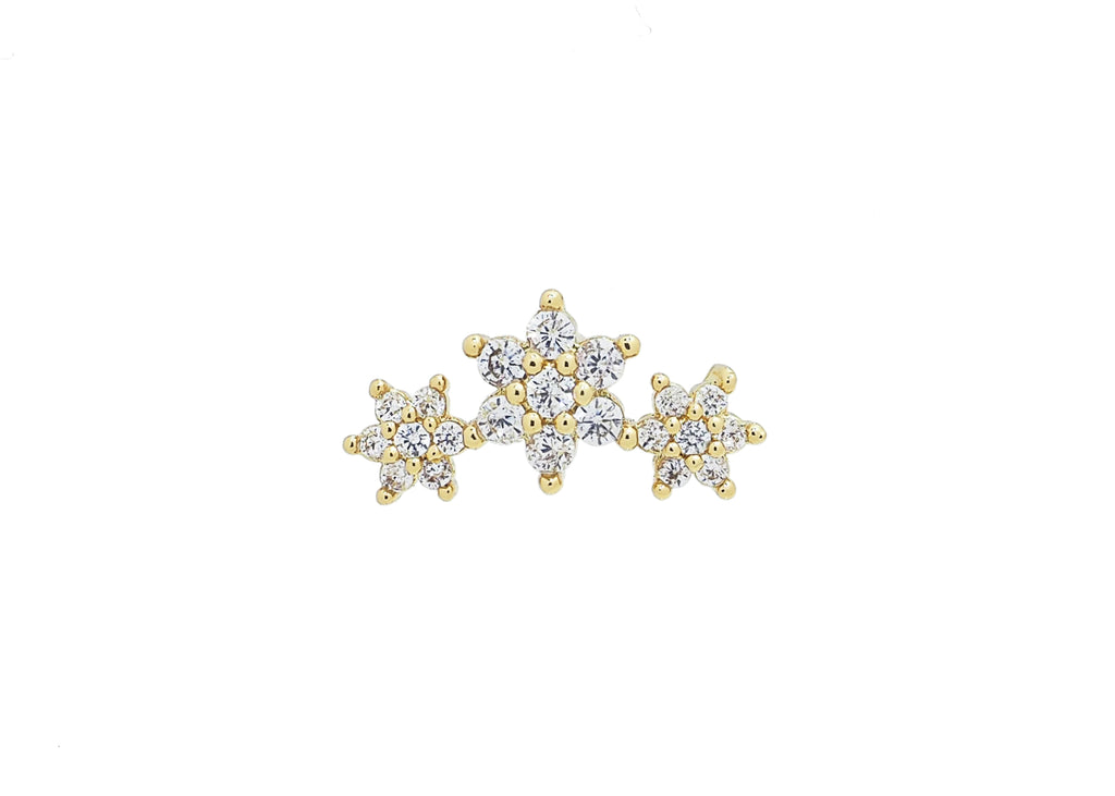 18k Gold Vermeil Tri-star, Clear CZ Stud Earrings - Brink and Forbes