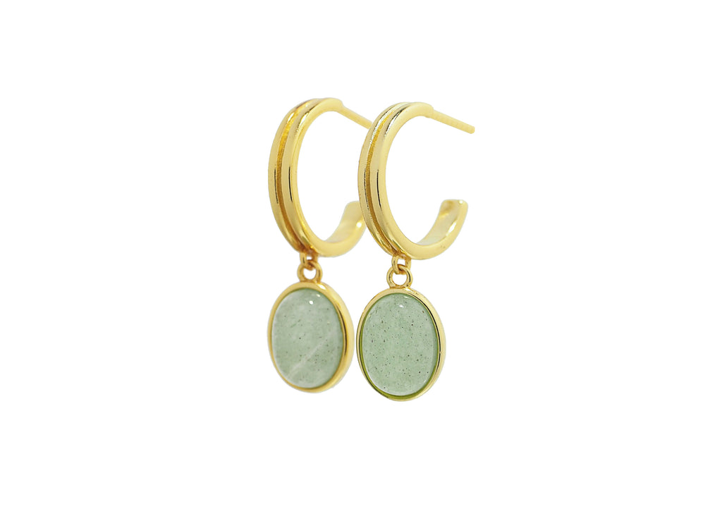 Gold Vermeil Jade Huggie Earrings - Brink and Forbes