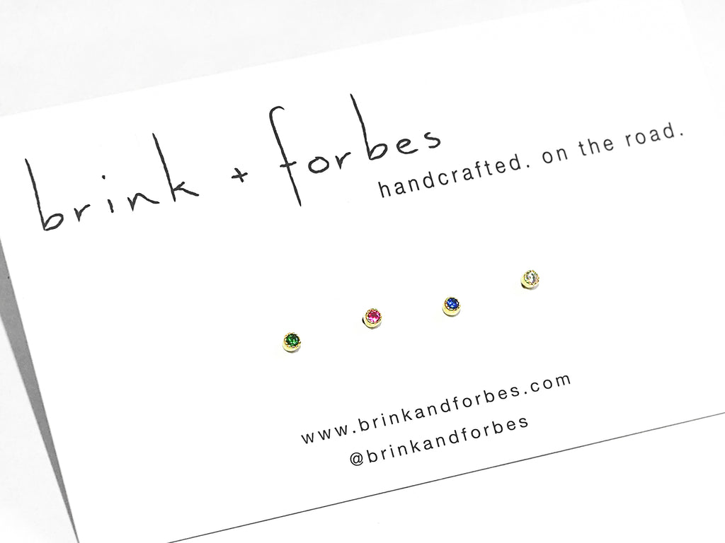 18k Gold Vermeil Tiny CZ Stud Earrings - Brink and Forbes
